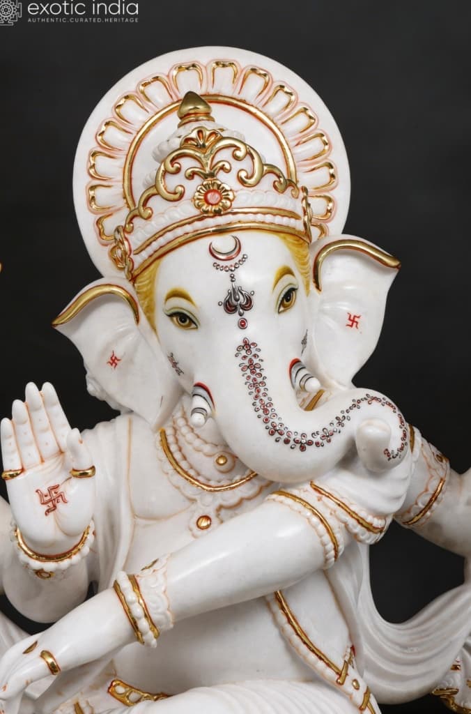 white marble ganesha idol thumbnail 3