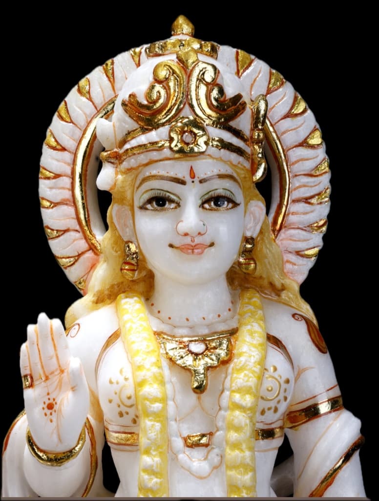 white marble statues vishnu & lakshmi idol thumbnail 5