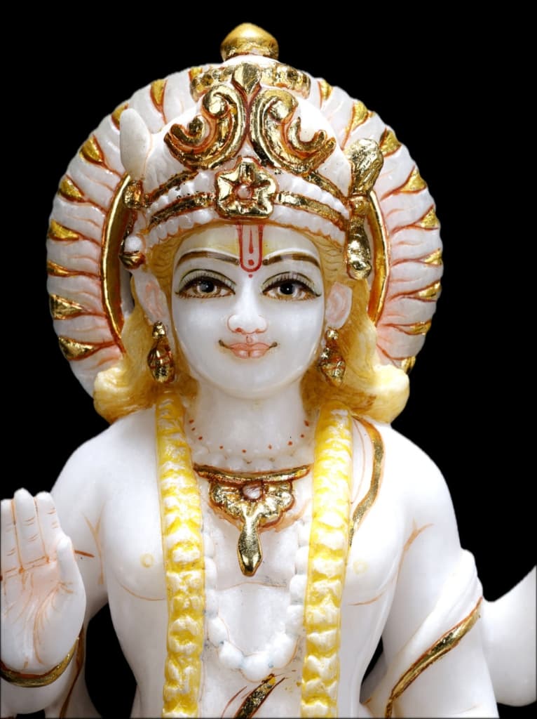 white marble statues vishnu & lakshmi idol thumbnail 6