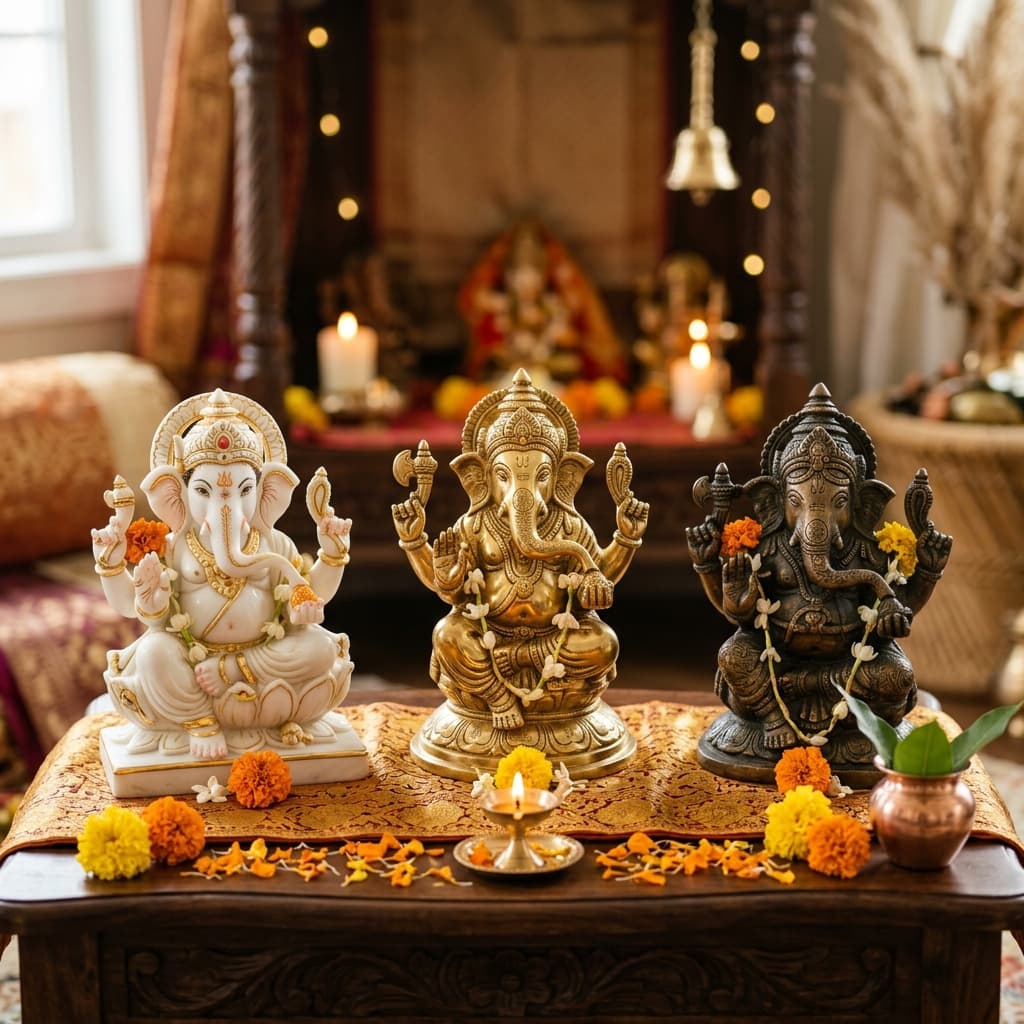 Which Ganesha murti is best for home mandir — marble, brass or bronze?